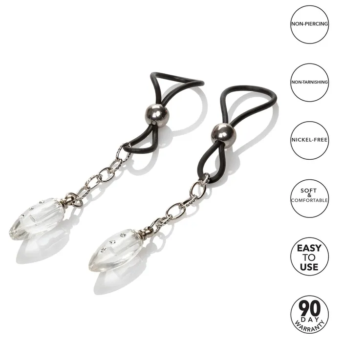 CalExotics Couples Nipple Play NonPiercing Nipple Jewelry Crystal Teardrop