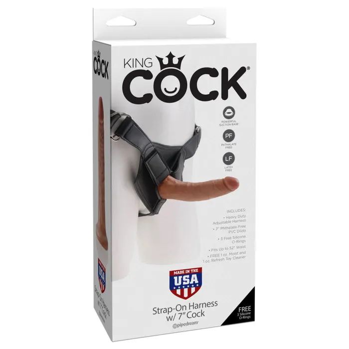 King Cock Strap-on Harness With 7" Cock - Tan | Pipedream Female Sex Toys