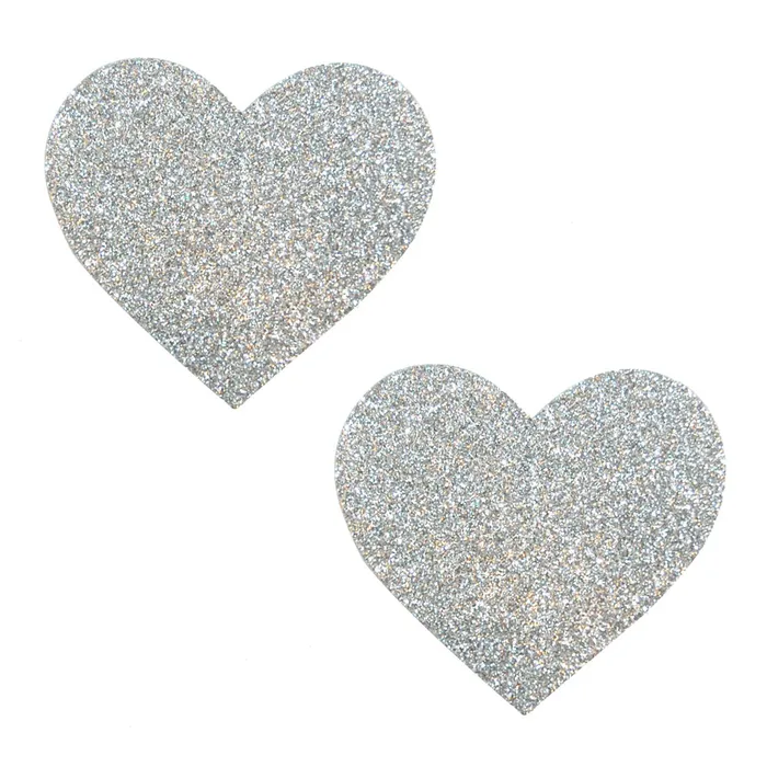 Neva Nude Anal Silver Pixie Dust Glitter Heart Pasties