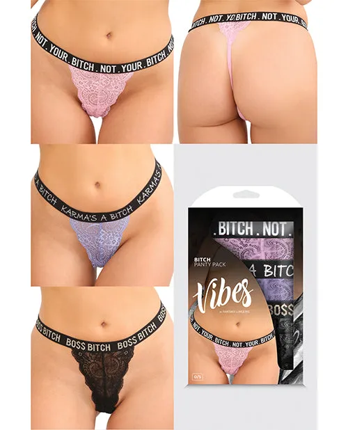 Vibes Bitch 3 Pack Lace Panty Assorted Colors Os Fantasy Lingerie Female Sex Toys Vibes Bitch 3 Pack Lace Panty Assorted Colors Os Fantasy Lingerie Female Sex Toys
