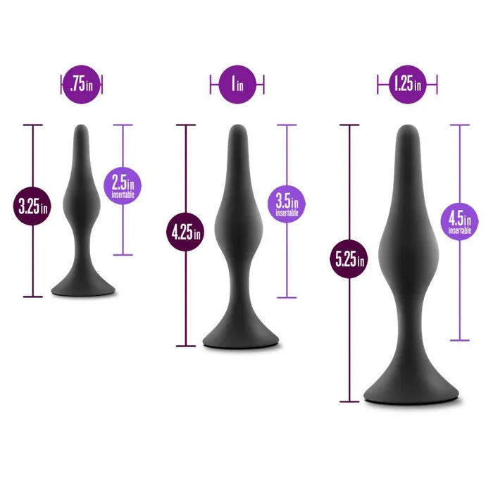 Anal Blush Novelties Anal Adventures Platinum Silicone Beginner Plug Kit Black Set of 3 Sizes Anal Blush Novelties Anal Adventures Platinum Silicone Beginner Plug Kit Black Set of 3 Sizes