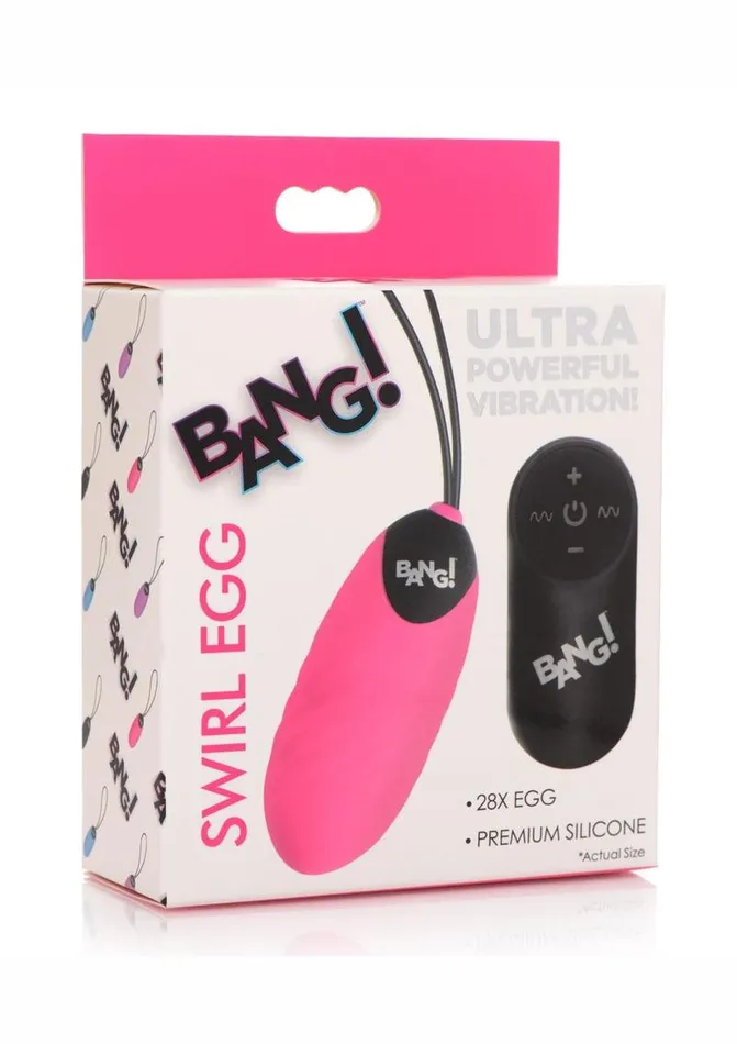 BANG Female Sex Toys Bang 28x Swirl Rechargeable Silicone Egg with Remote Control
