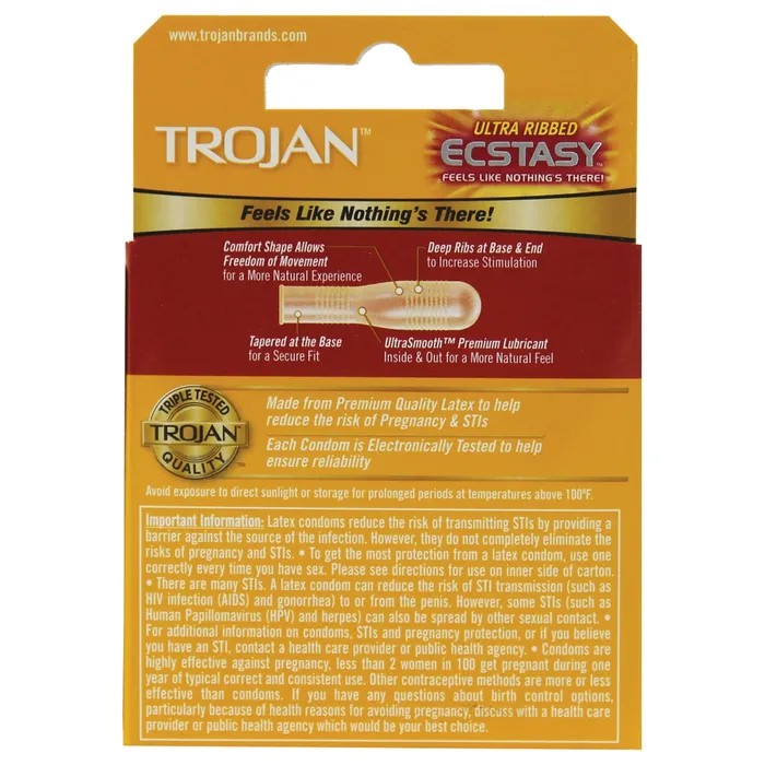 Trojan Condoms Female Sex Toys Trojan Ultra Ribbed Ecstasy Condoms Box of 3