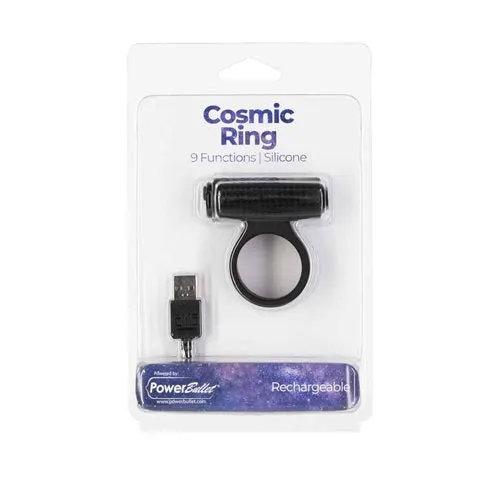 Power Bullet Cosmic Cock Ring W Bullet Black BMS Enterprises Male Sex Toys Power Bullet Cosmic Cock Ring W Bullet Black BMS Enterprises Male Sex Toys