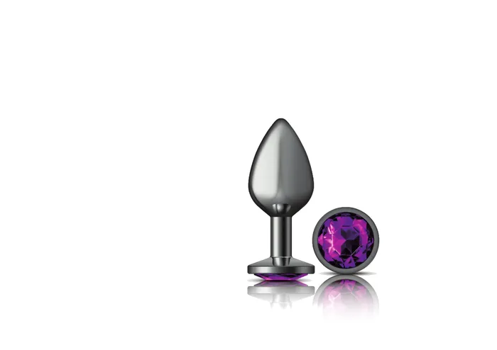 Cheeky Charms Gunmetal Metal Butt Plug Round Deep Purple Medium Viben Anal