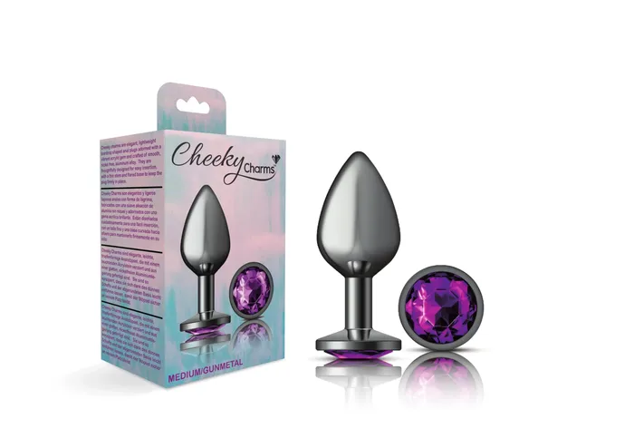 Cheeky Charms Gunmetal Metal Butt Plug Round Deep Purple Medium Viben Anal Cheeky Charms Gunmetal Metal Butt Plug Round Deep Purple Medium Viben Anal