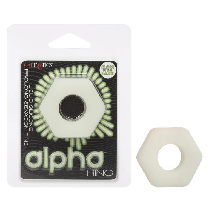 Female Sex Toys CalExotics Alpha GlowintheDark Liquid Silicone Prolong Sexagon Ring White Female Sex Toys CalExotics Alpha GlowintheDark Liquid Silicone Prolong Sexagon Ring White