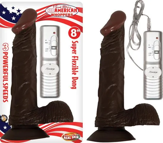 Nasstoys Dildos All American Whopper 8 inches Vibrating Dildo Balls Brown