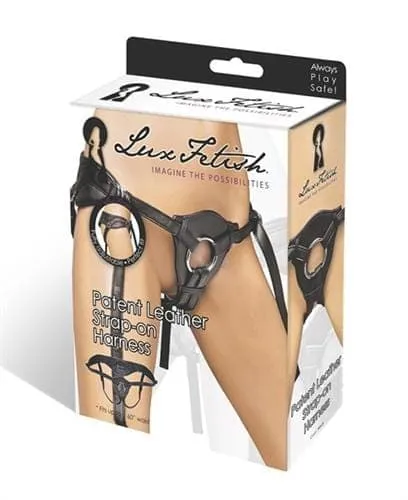 Patent Leather Strapon Harness Black Lux Fetish Female Sex Toys
