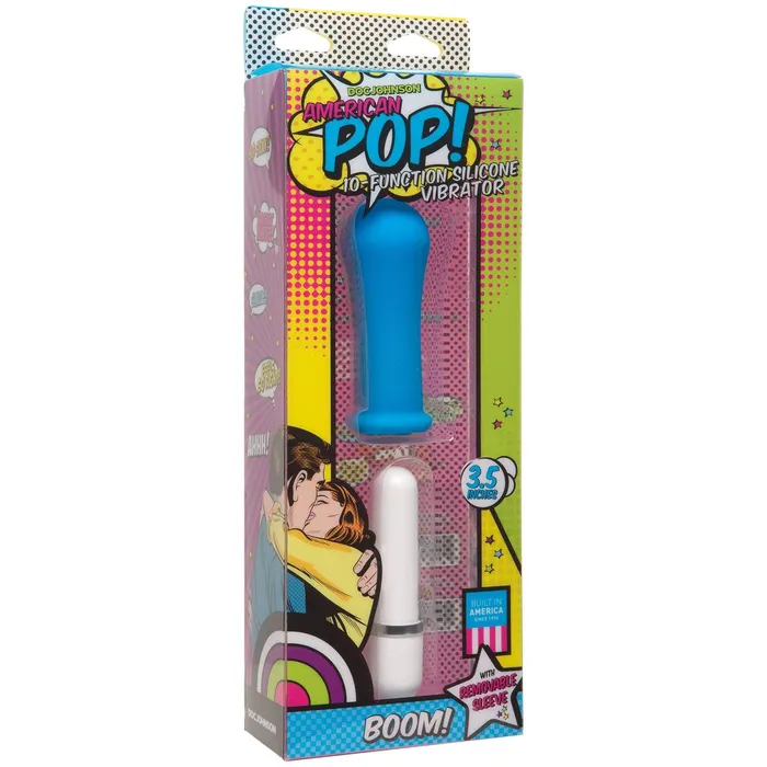 Sale Vibrators American Pop Boom 10 Function Silicone Vibrator Blue