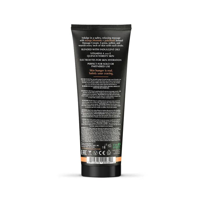 Couples Wicked Massage Cream Orange Patchouli 4oz Wicked Sensual Care