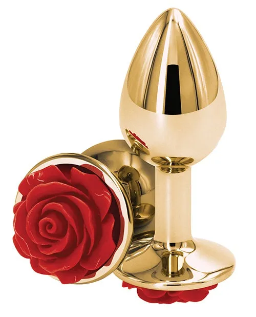 NS Novelties Anal Gold Plug With Red Rose