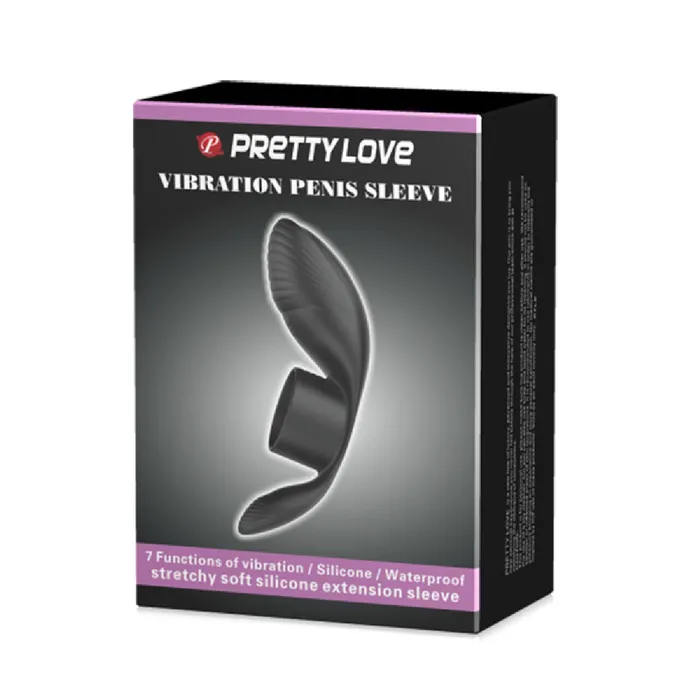 Pretty Love Rechargeable Vibrating Penis Sleeve Black Male Sex Toys
