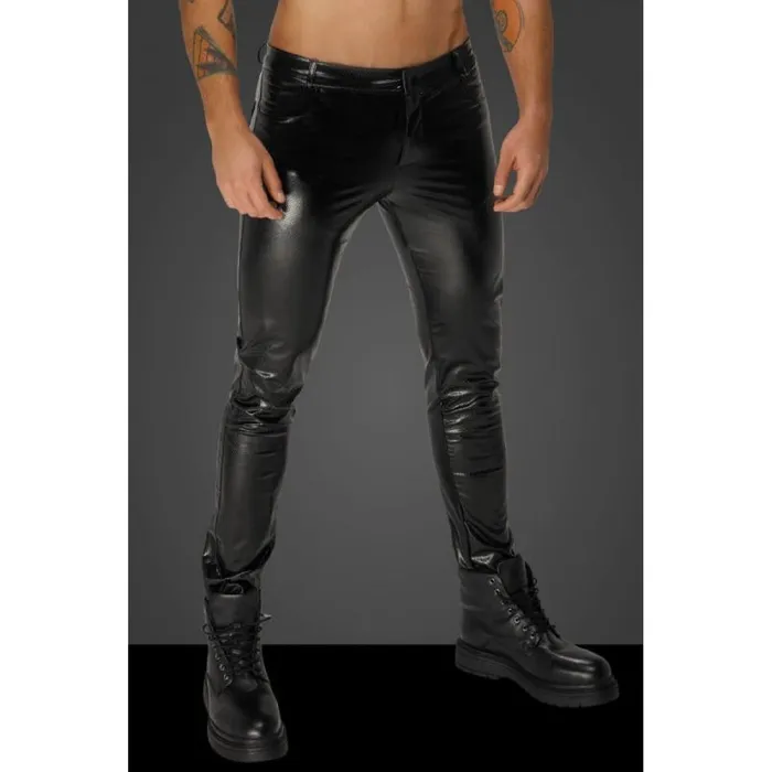Snake Wetlook Long Pants with Back Pockets Noir Female Sex Toys