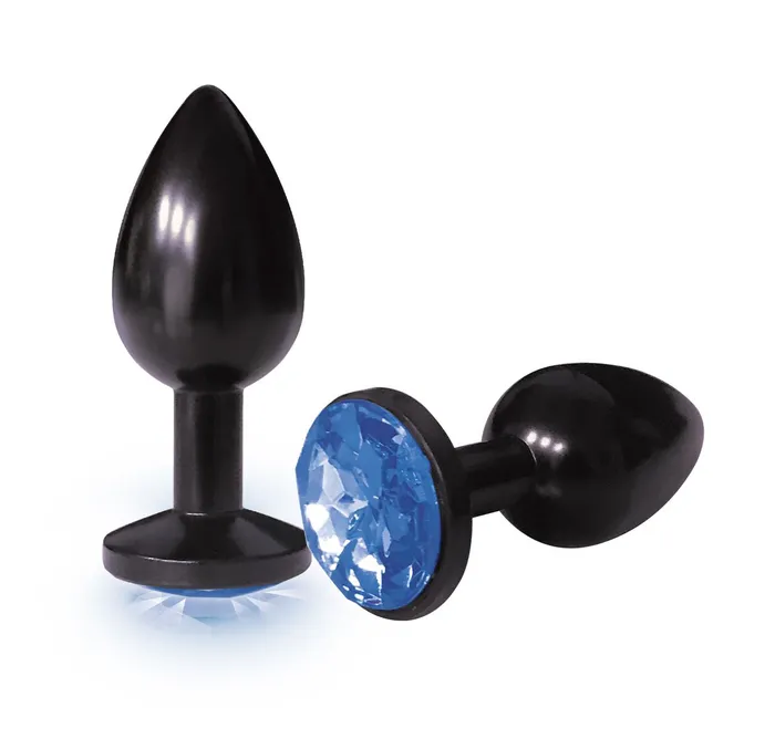 Icon Brands Anal 9s Silver Starter Anodized Bejeweled Steel Plug Cobalt