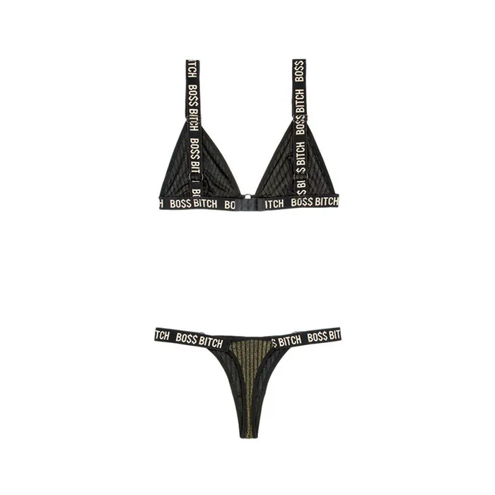Vibes Boss Bitch Bralette Thong Panty Set Fantasy Lingerie Female Sex Toys Vibes Boss Bitch Bralette Thong Panty Set Fantasy Lingerie Female Sex Toys