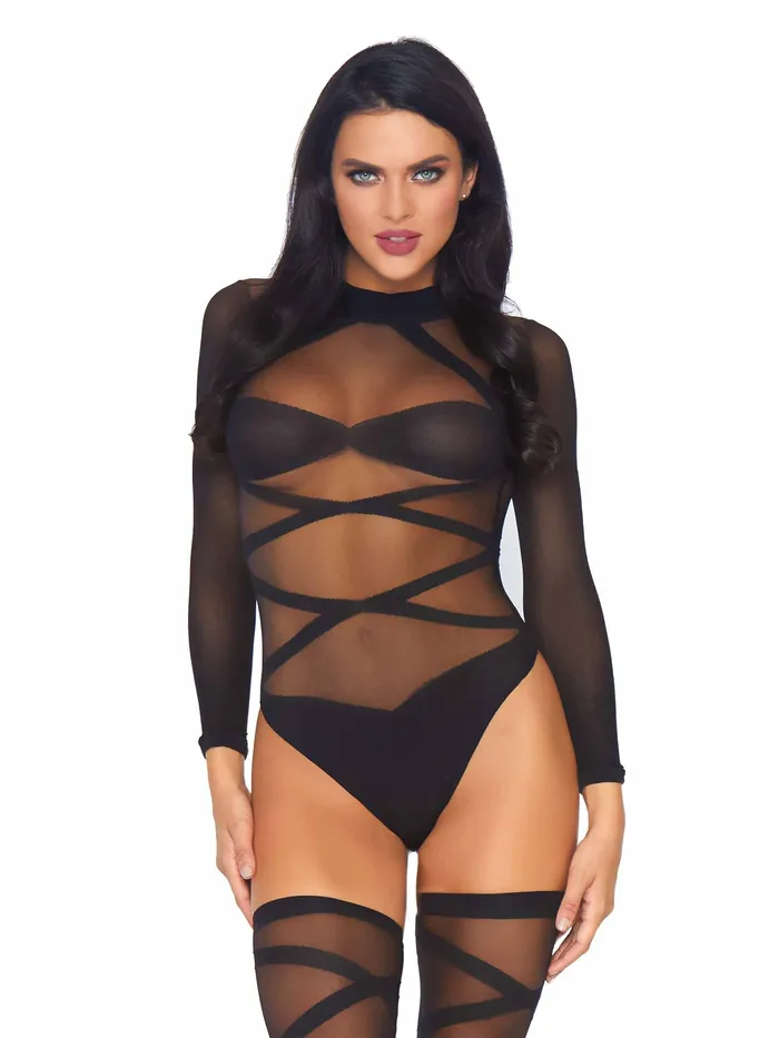 Anal Leg Avenue Sheer Criss Cross Teddy and Matching Thigh High Set Anal Leg Avenue Sheer Criss Cross Teddy and Matching Thigh High Set