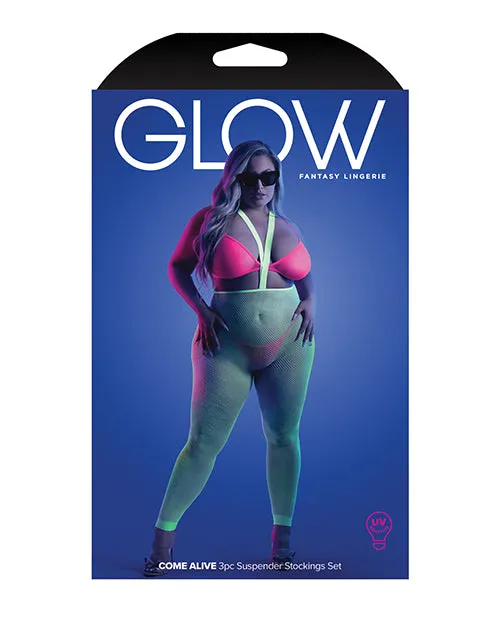 Fantasy Lingerie Glow Come Alive Suspender Stockings Bralette Gstring Multi Color Vibrators Fantasy Lingerie Glow Come Alive Suspender Stockings Bralette Gstring Multi Color Vibrators