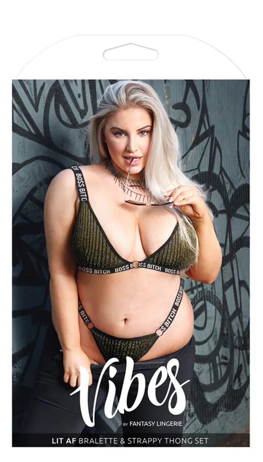 Female Sex Toys BO Bitch Bralette Thong Panty Set Fantasy Lingerie