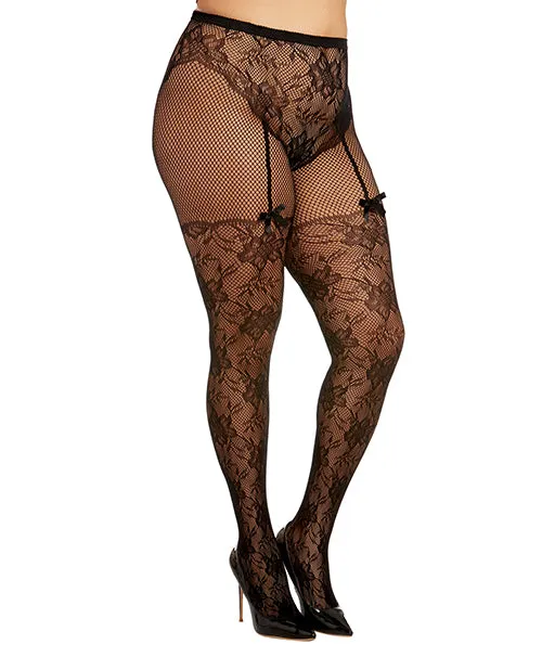 Knitted Lace Garterhose Black QN Dreamgirl Anal