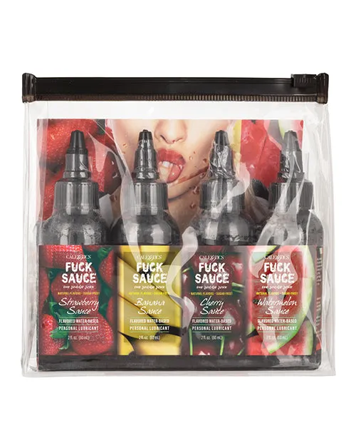 Sexual Health Wellbeing Fuck Sauce Flavored Water Based Personal Lubricant Variety 4 Pack CalExotics