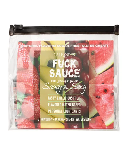 Sexual Health Wellbeing Fuck Sauce Flavored Water Based Personal Lubricant Variety 4 Pack CalExotics