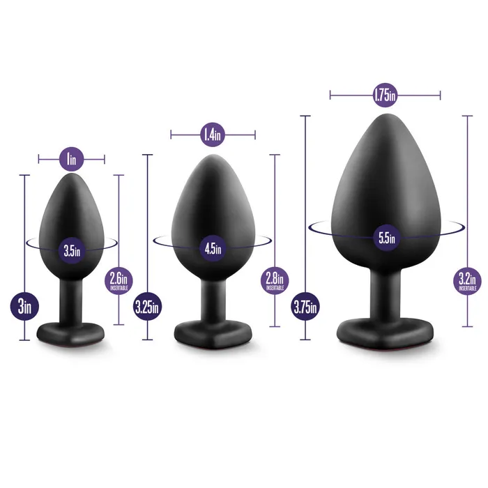 Anal Blush Luxe By Blush Blings Training Kit Black With Red Gems Anal Plug