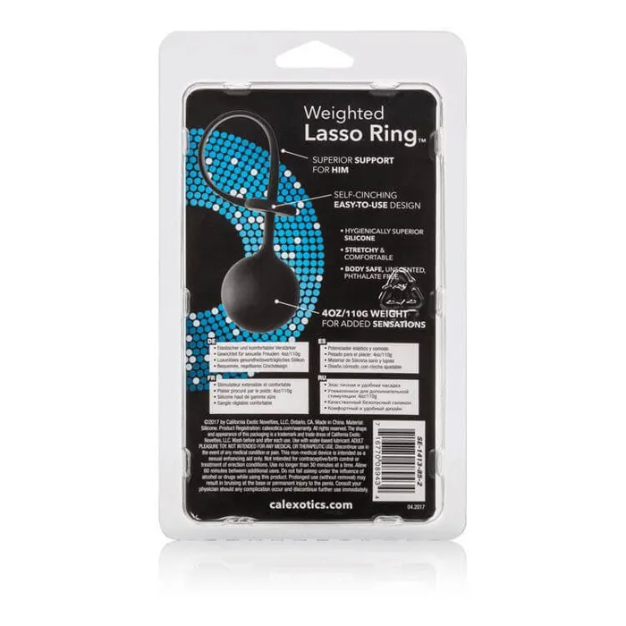 Anal California Exotic Novelties Weighted Lasso Ring Black Silicone Pleasure Ring 175 Diameter