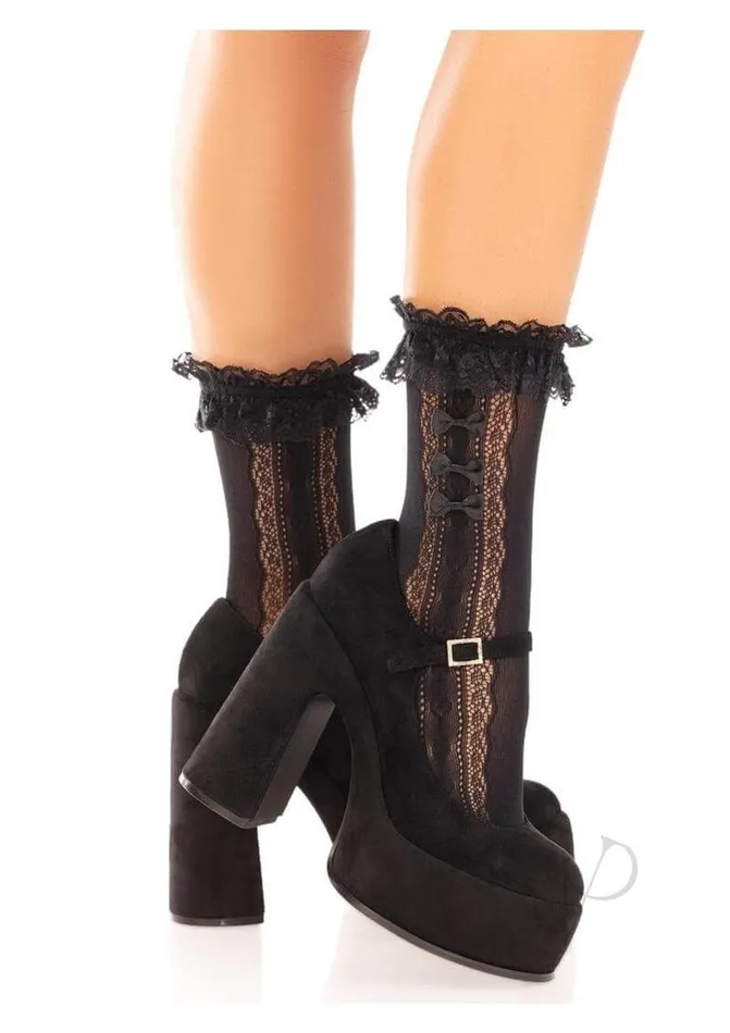 Anal Leg Avenue Inc Kawaii Dream Sweetheart Lace Ankle Socks in Black Perfect Summer Fashion Accessory Anal Leg Avenue Inc Kawaii Dream Sweetheart Lace Ankle Socks in Black Perfect Summer Fashion Accessory