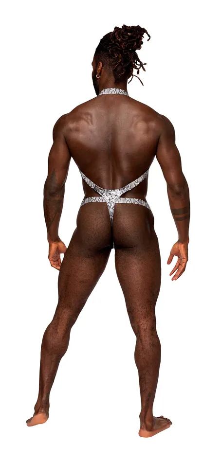 Anal Male Power Lingerie Snaked Harness Thong SilverBlack SM from Male Power Lingerie