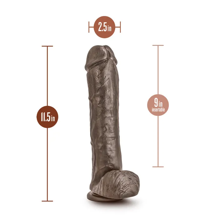 Blush Dildos Dr Skin By Blush Mr Savage Realistic Chocolate 11Inch Long Dildo With Balls Suction Cup Base