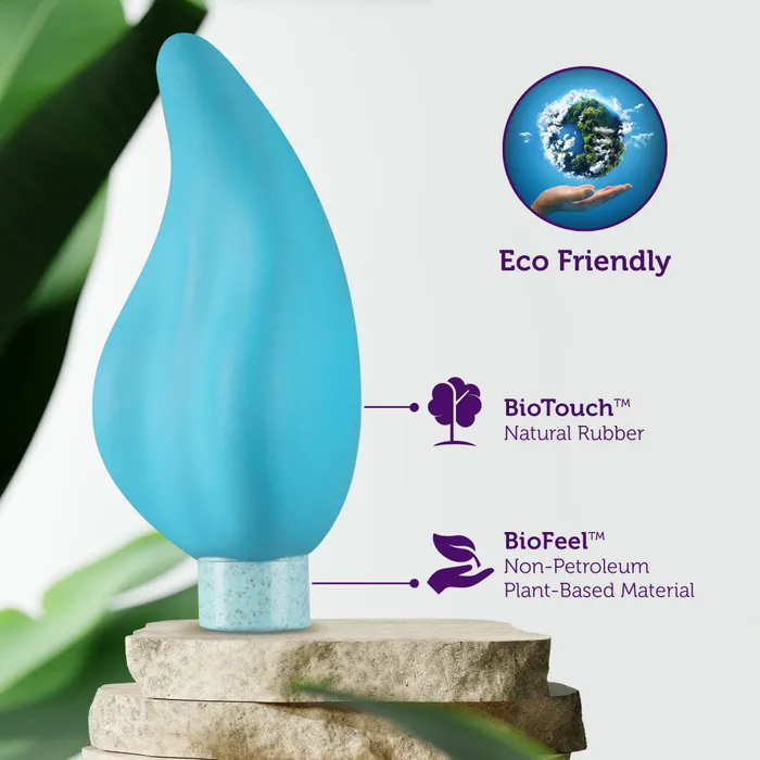 Blush Female Sex Toys Gaia By Blush Eco Caress PlantBased 4 Waterproof Multifunction Powerful Vibrator in Aqua Sustainably Made with BioTouch BioFeel
