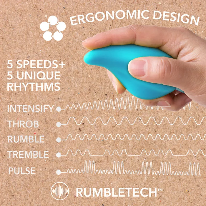 Blush Female Sex Toys Gaia By Blush Eco Caress PlantBased 4 Waterproof Multifunction Powerful Vibrator in Aqua Sustainably Made with BioTouch BioFeel