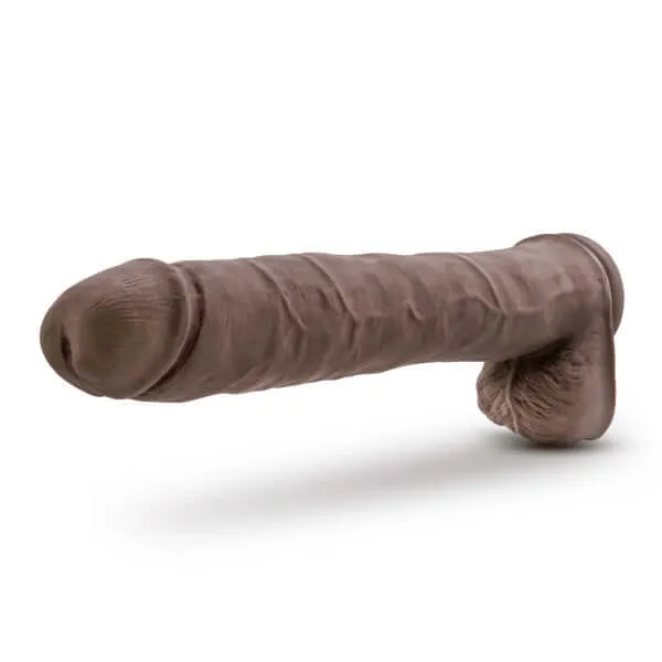 Blush Novelties Dildos Au Naturel Daddy 14Inch Dual Density Dildo Realistic Feel Flexi Shaft Technology Chocolate Brown