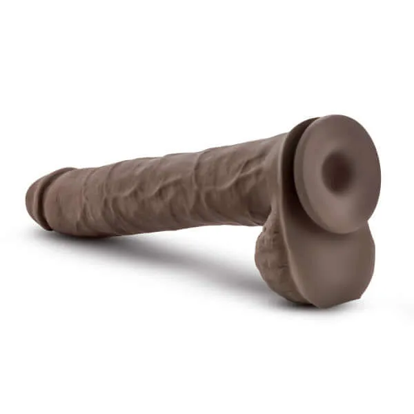 Blush Novelties Dildos Au Naturel Daddy 14Inch Dual Density Dildo Realistic Feel Flexi Shaft Technology Chocolate Brown