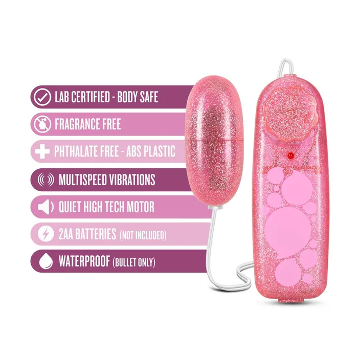 Blush Vibrators B Yours By Blush Glitter Power Bullet Pink 225Inch Vibrating Bullet