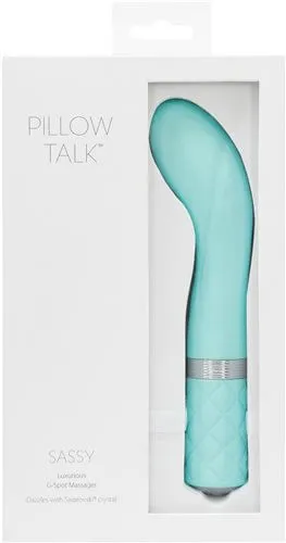 BMS Enterprises Vibrators Pillow Talk Sassy GSpot with Swarovski Crystal Teal Blue Vibrator