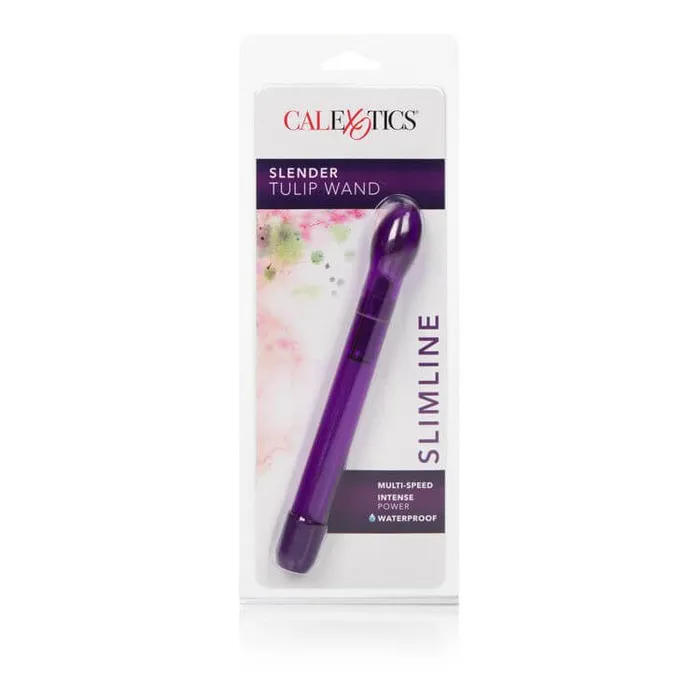 California Exotic Novelties Vibrators Experience Pleasure in Full Bloom with Slender Tulip Wand Purple Vibrator
