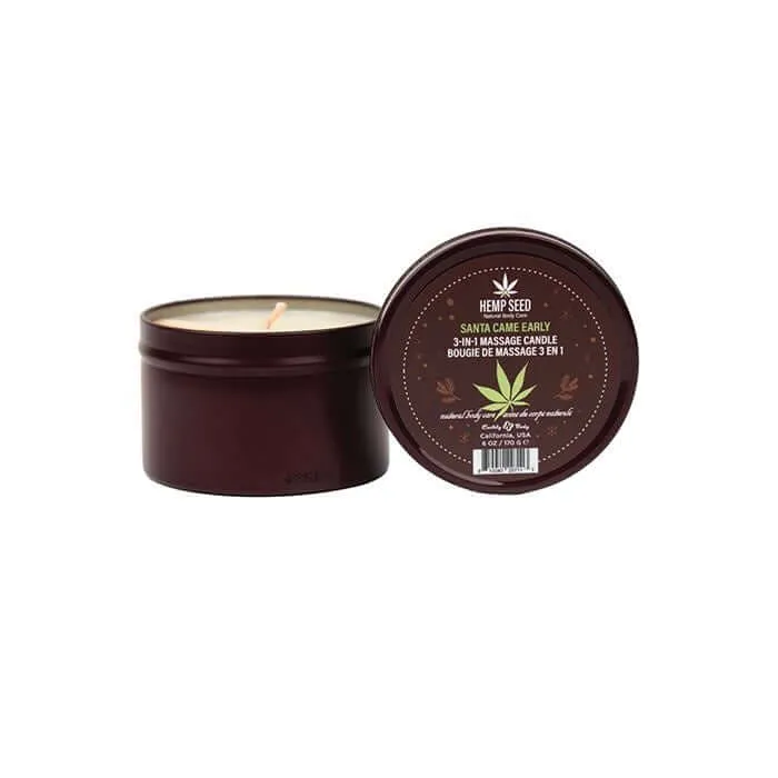 Couples Earthly Body Hemp Seed 3in1 Massage Candle Santa Came Early 6 oz