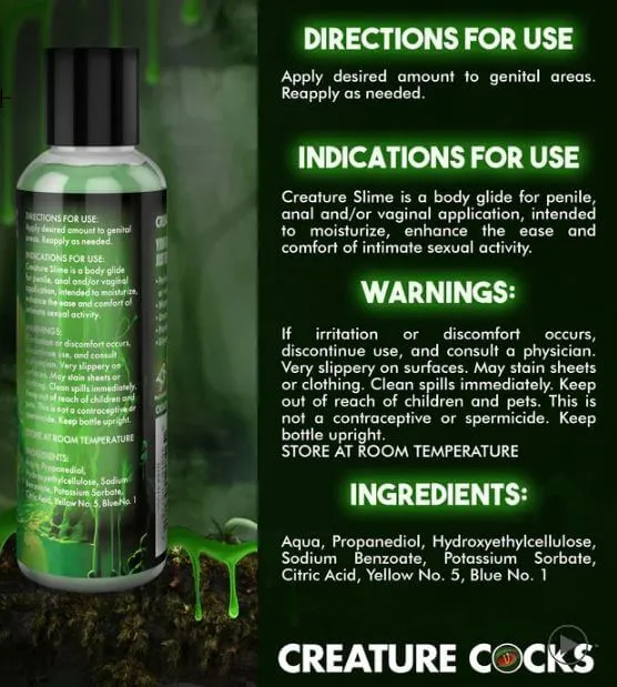 CREATURE COCKS CREATURE SLIME WATER BASED GREEN SLIME LUBE 4OZ XR Brands Dildos