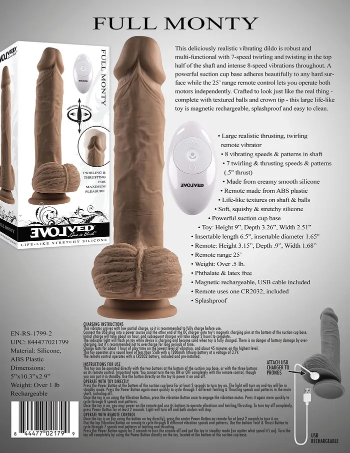 Dildos Evolved Novelties Evolved Full Monty Dark Skin Tone Dildo by Evolved Novelties