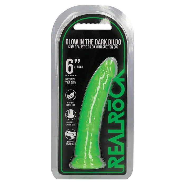 Dildos SHOTS RealRock Slim Glow in the Dark DildoGreen 6