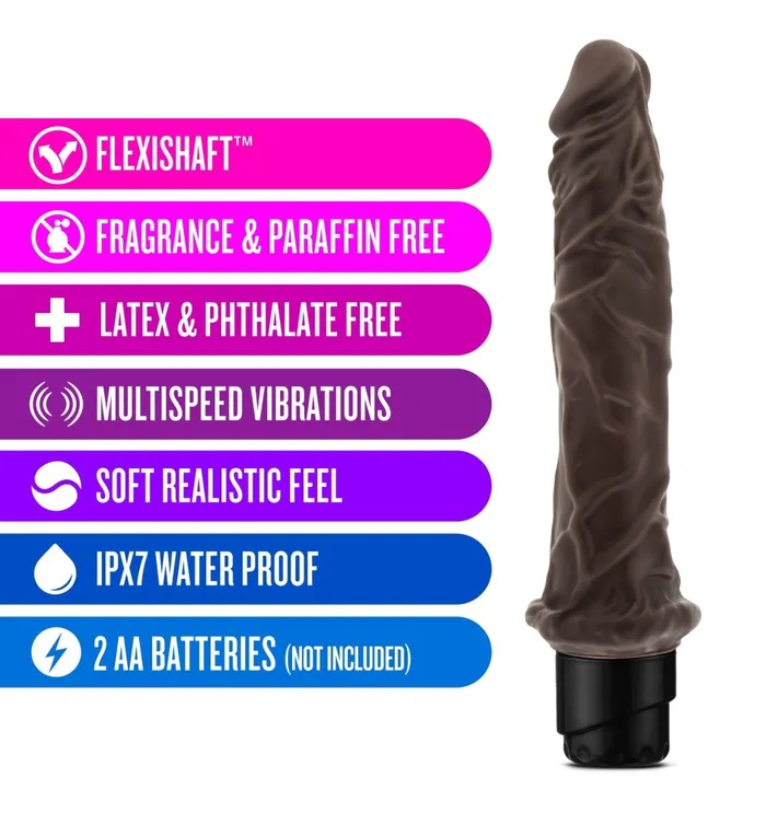 Dr Skin By Blush Cock Vibe 8 Realistic Chocolate 975Inch Long Vibrating Dildo Blush Vibrators