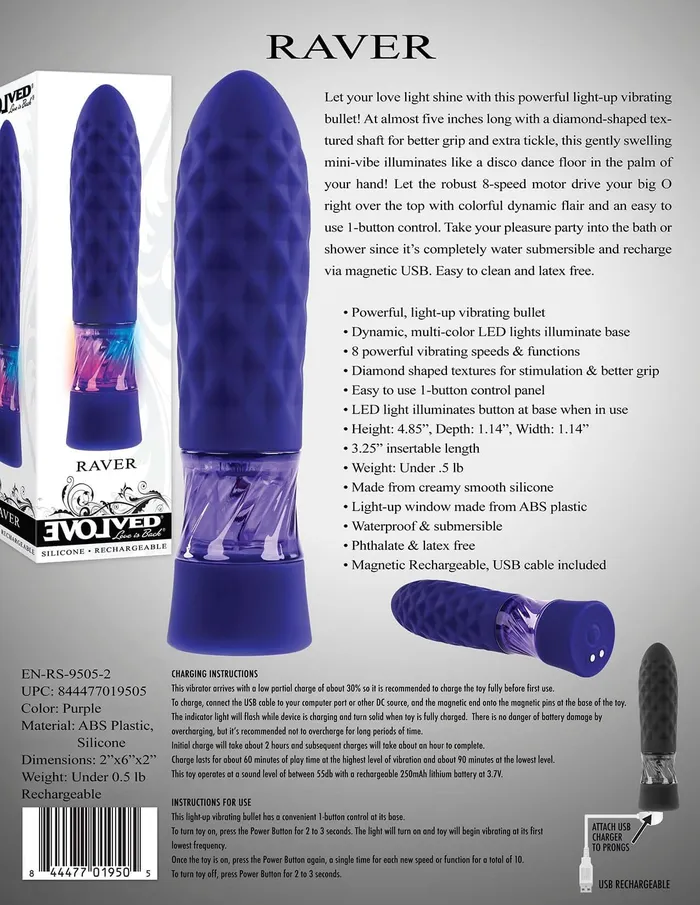 Evolved Novelties Evolved Raver Bullet Vibrator Light Up Your Love Life Vibrators