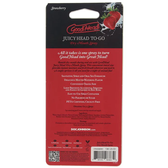 GoodHead Juicy Head Dry Mouth Spray ToGo in Strawberry Doc Johnson Male Sex Toys GoodHead Juicy Head Dry Mouth Spray ToGo in Strawberry Doc Johnson Male Sex Toys