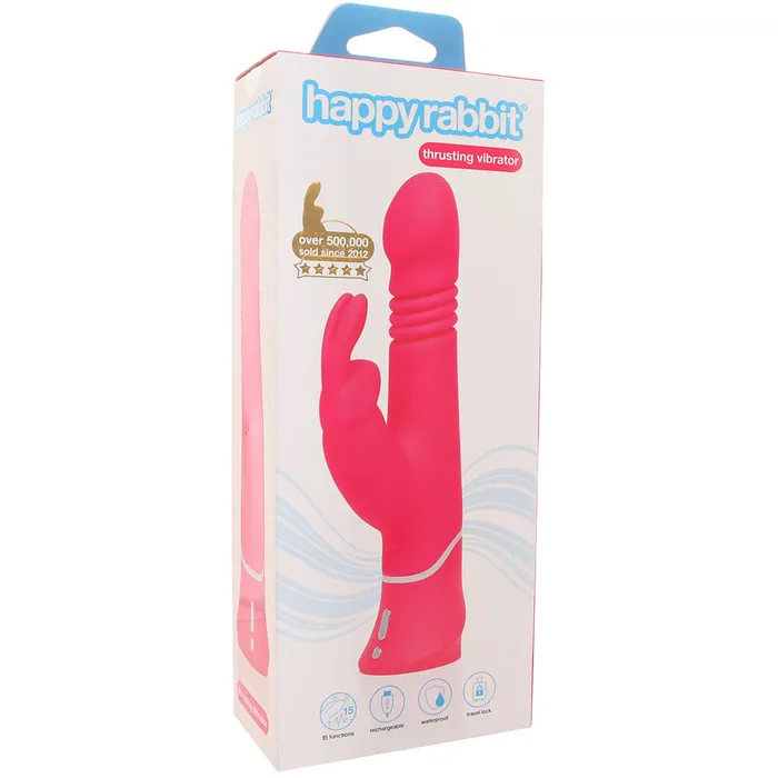 Happy Rabbit Thrusting Silicone Rabbit Vibe in Pink LoveHoney Vibrators