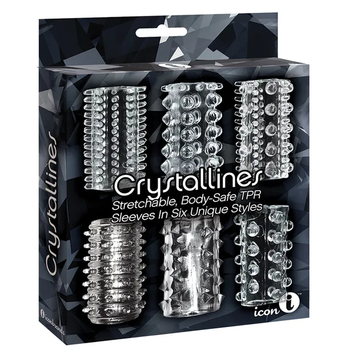 ICON BRANDS Dildos The 9s Crystalline TPR Cock SleevesClear 6pk