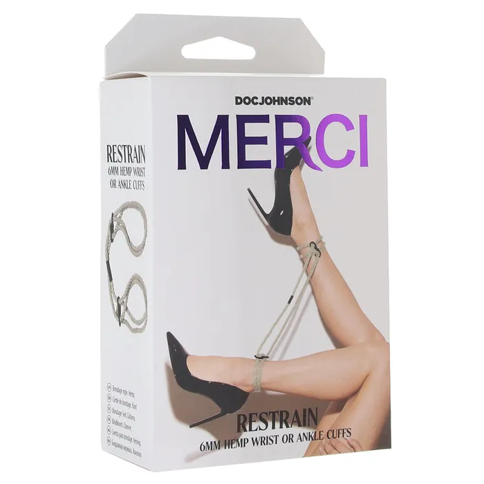 Merci Restrain Hemp WristAnkle Cuffs in Natural Doc Johnson Couples