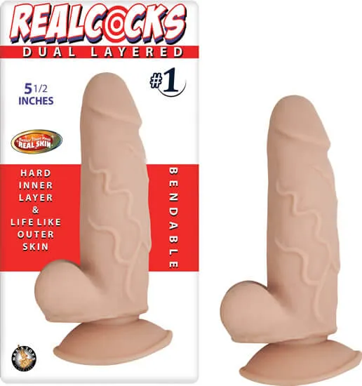 Nasstoys Dildos Real Cocks DualLayered 1 Dildo Beige 55 inches Bendable