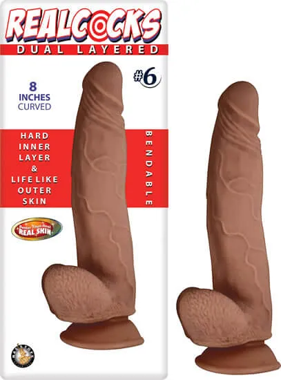 Nasstoys Dildos Real Cocks Dual Layered 6 Brown Curved 8Inch Dildo with Suction Cup Nasstoys Dildos Real Cocks Dual Layered 6 Brown Curved 8Inch Dildo with Suction Cup